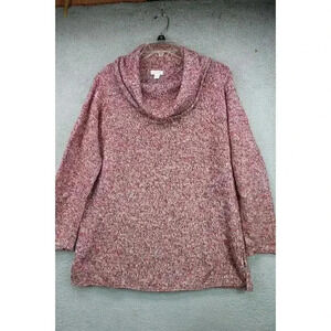 Pure Jill Women's Tunic Chunky Cowl Neck Marled Sweater-Medium-Wool Blend